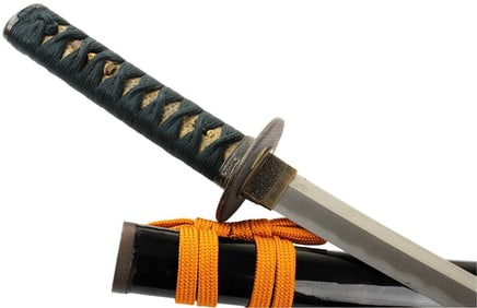 Very Nice Signed KOTO or SHINTO Japanese Samurai WAKIZASHI Sword Dagger, Gold Inlaid Signed Mounts,