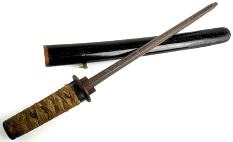 Antique Edo period jitte, a Japanese policeman tool, mounted as a tanto