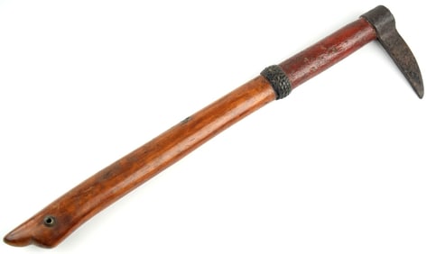 An antique Edo period tobiguchi Japanese fireman's ax, known as a tobiguchi or