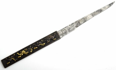 Antique Japanese KOZUKA Knife with Horses, for a Samurai Sword / Dagger.