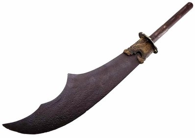 RARE 18TH-19TH C. ASIAN CHINESE WARRIORS GUAN-DAO POLEARM SWORD WITH DRAGON MOUNTS.