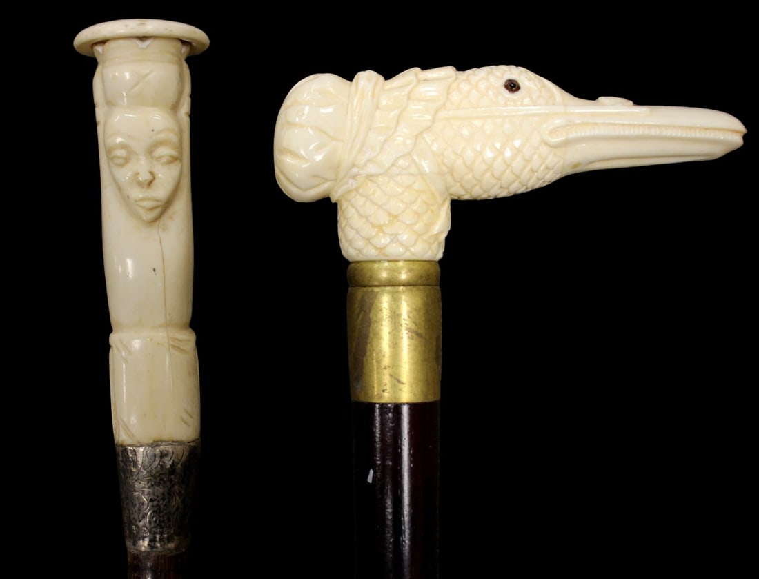 Lot of Two Nicely Decorated Canes Walking Sticks (1 of 9)