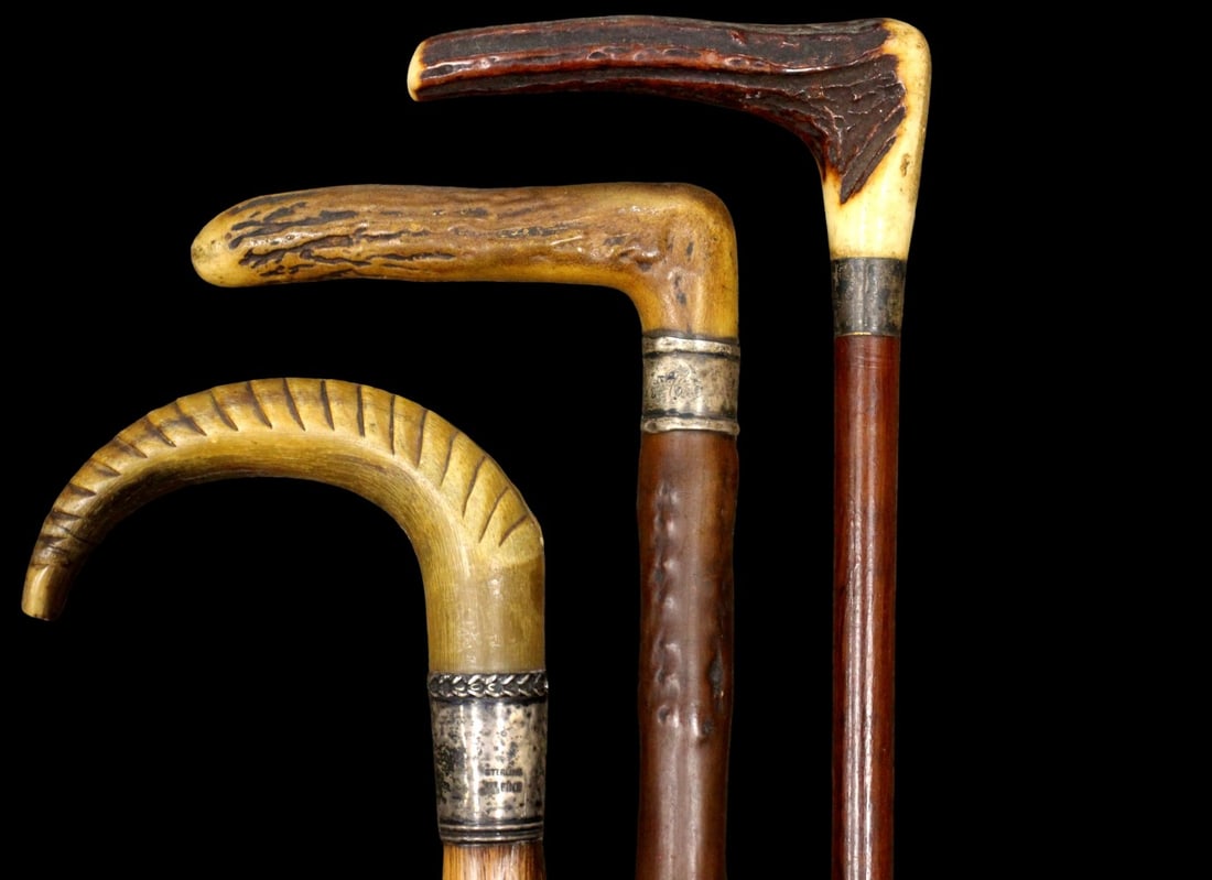 Lot of 3 Vintage Antique American Folk Art Carved Wood Primitive Walking Canes Sticks (1 of 18)