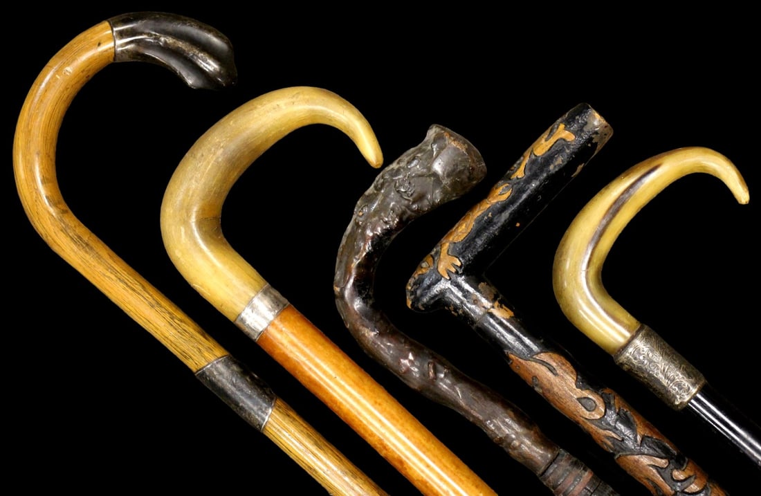 Lot of 5 Vintage Antique American Folk Art Carved Primitive Walking Canes Sticks (1 of 20)