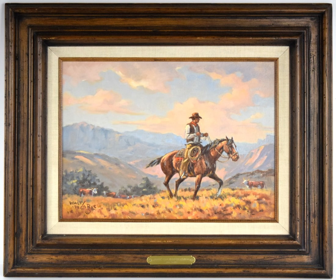 American/Canadian Walt LaRue Riding the North Range Oil On Canvas (1 of 7)
