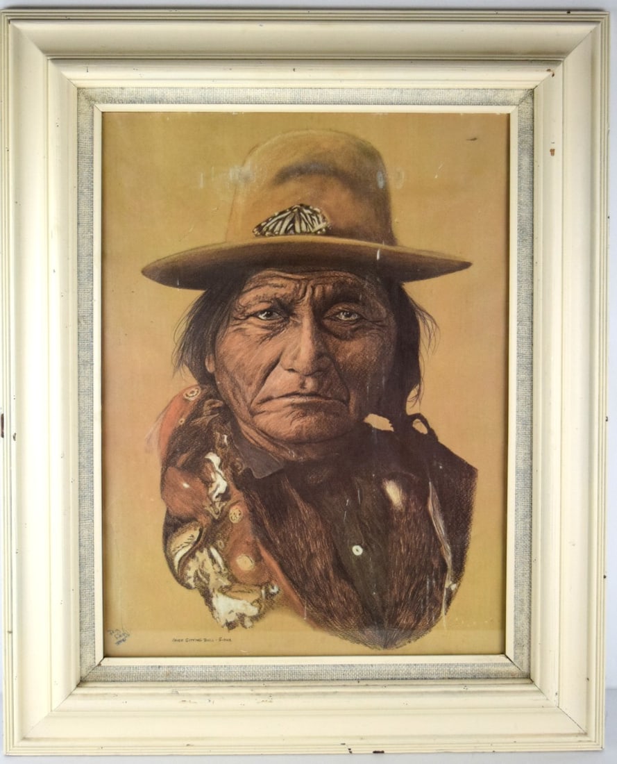 Rare Vintage Chief Sitting Bull Color Litho by Hans P. Luetcke (1 of 7)