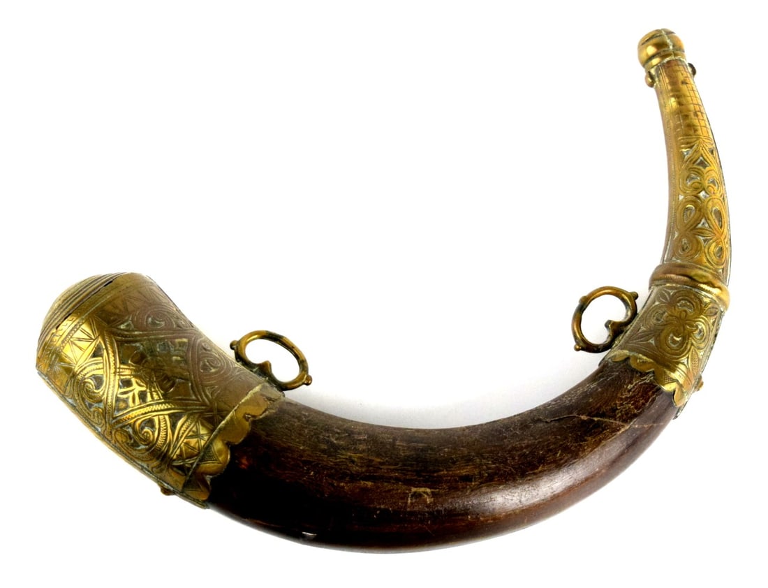 Antique Moroccan or Ottoman Powder Horn Flask. (1 of 10)