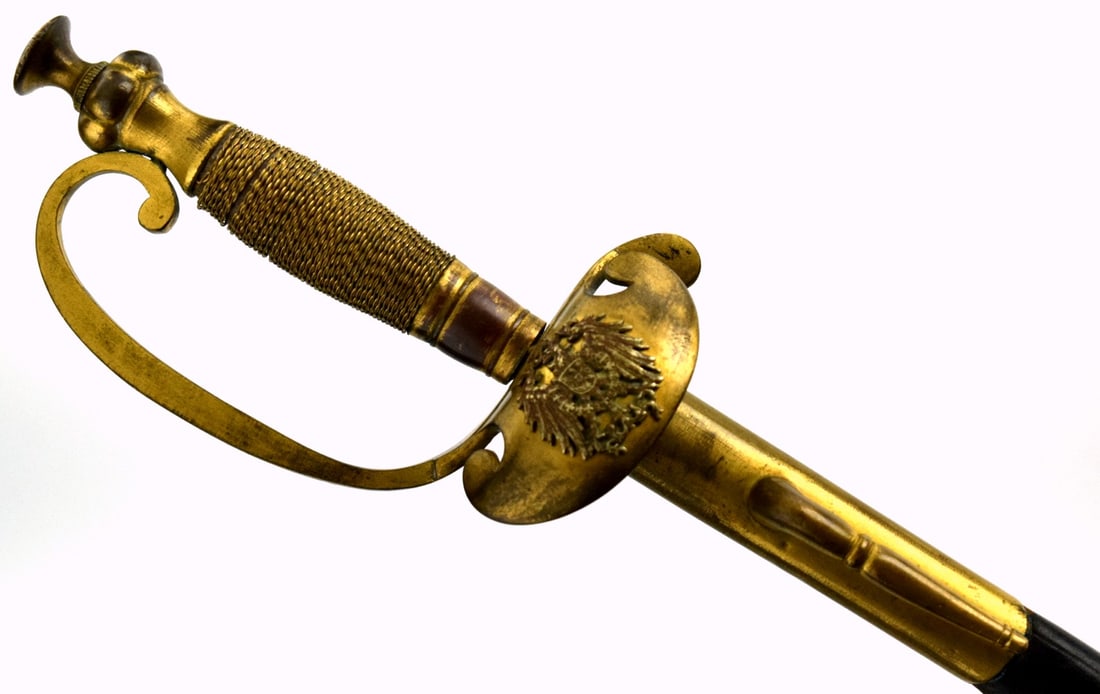 WWI Period Imperial Germany Government Official Sword: WWI Period Imperial Germany Government Official Sword. Bearing Eagle with a crown on the guard. Total length (inside scabbard if present) : 37", Blade length : 32". ~ . Detailed condition