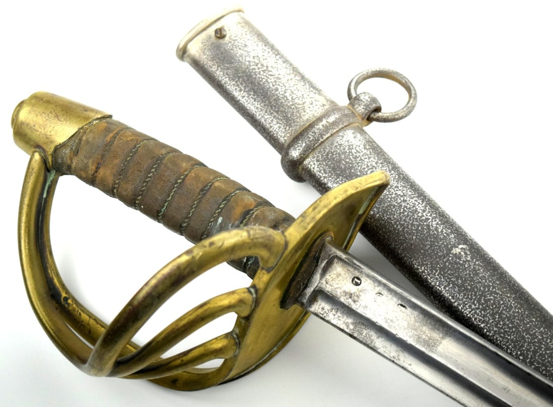 Early 19th C. French Napoleonic Wars Period Palash Heavy Sword: French Napoleonic Wars Period Palash Sword. Marked at ricasso blade. Dated 1812 or 1814 on the back of the blade. Total length (inside scabbard if present) : 45 3/8", Blade length : 37 1/2". ~ . Detai