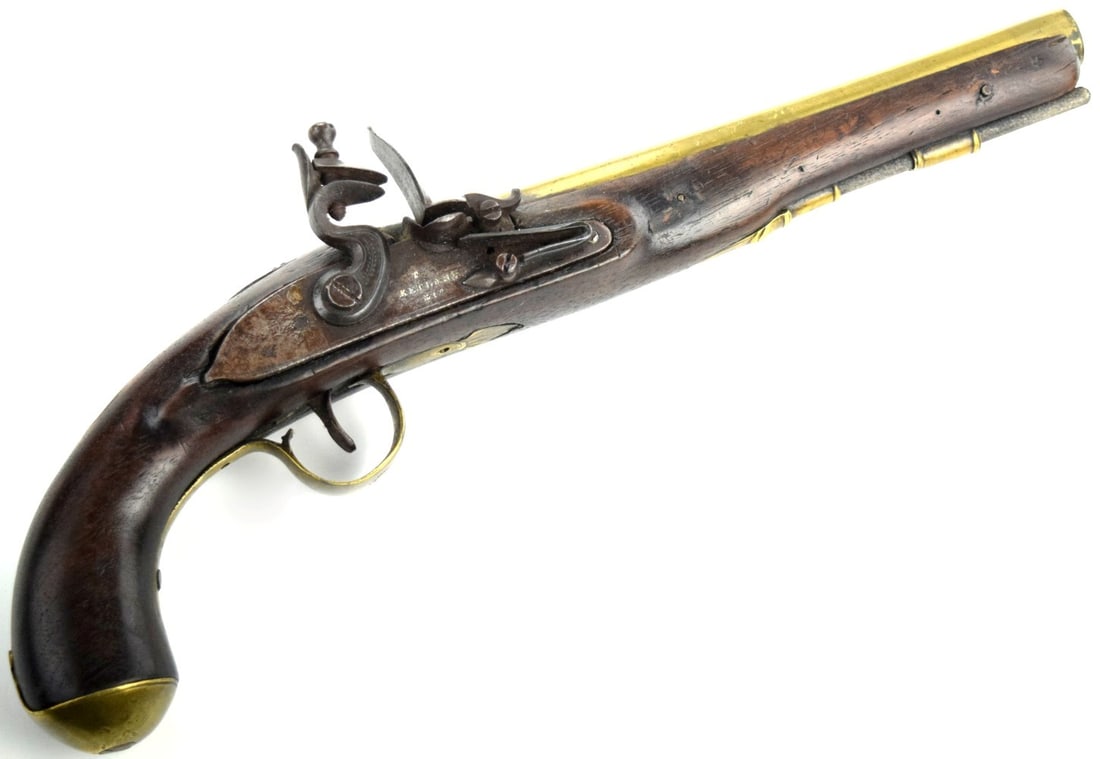 London Marked Flintlock Pistol With Brass Barrel / Mounts And Ketland Lock (1 of 14)