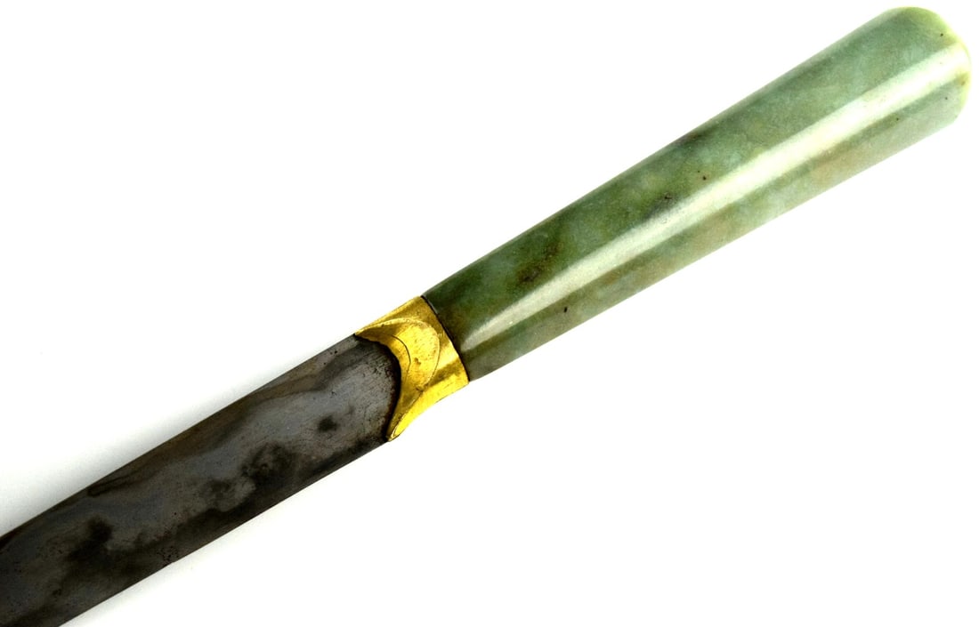 Fine Antique Kard Dagger with Wootz Steel and Green Jade Handle - 2