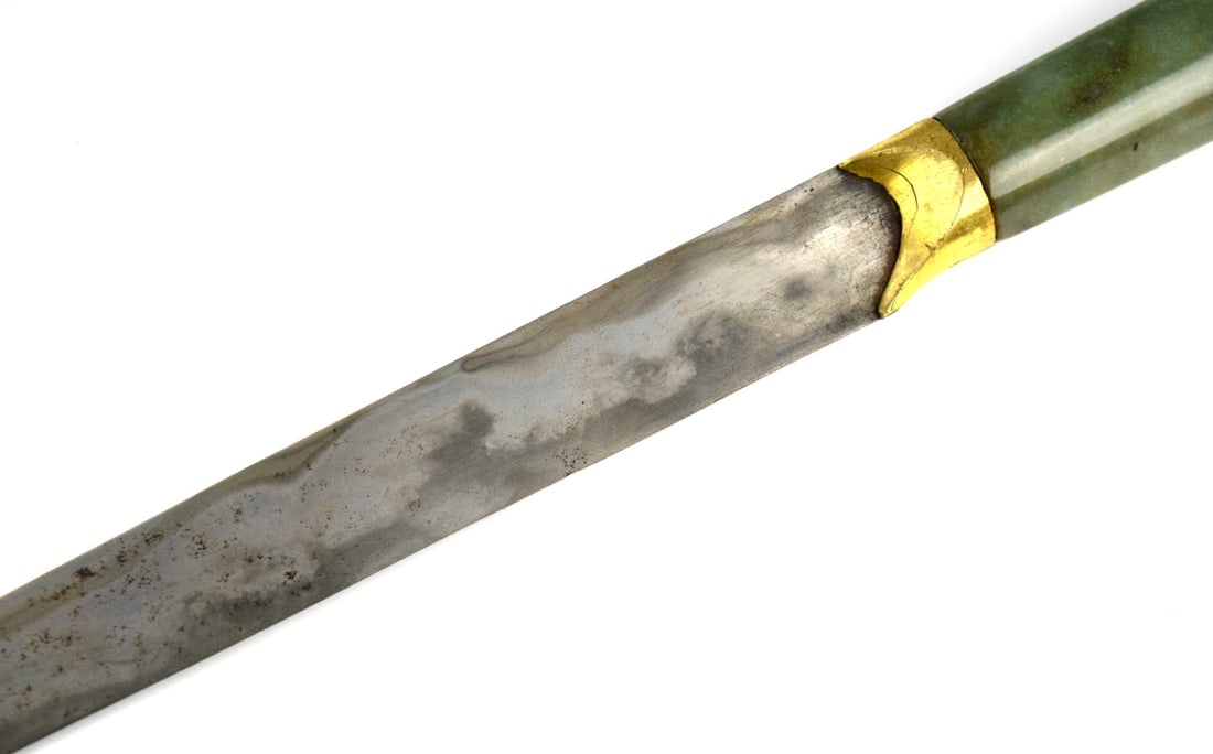 Fine Antique Kard Dagger with Wootz Steel and Green Jade Handle - 3