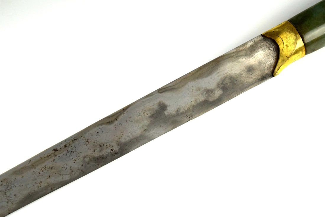 Fine Antique Kard Dagger with Wootz Steel and Green Jade Handle - 4