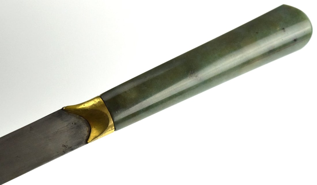 Fine Antique Kard Dagger with Wootz Steel and Green Jade Handle - 8