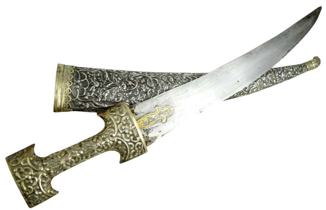 Very Fine Large Ottoman Turkish or Greek JAMBIYA Dagger in Elaborate Silver & Gilt Mounts. (1 of 20)