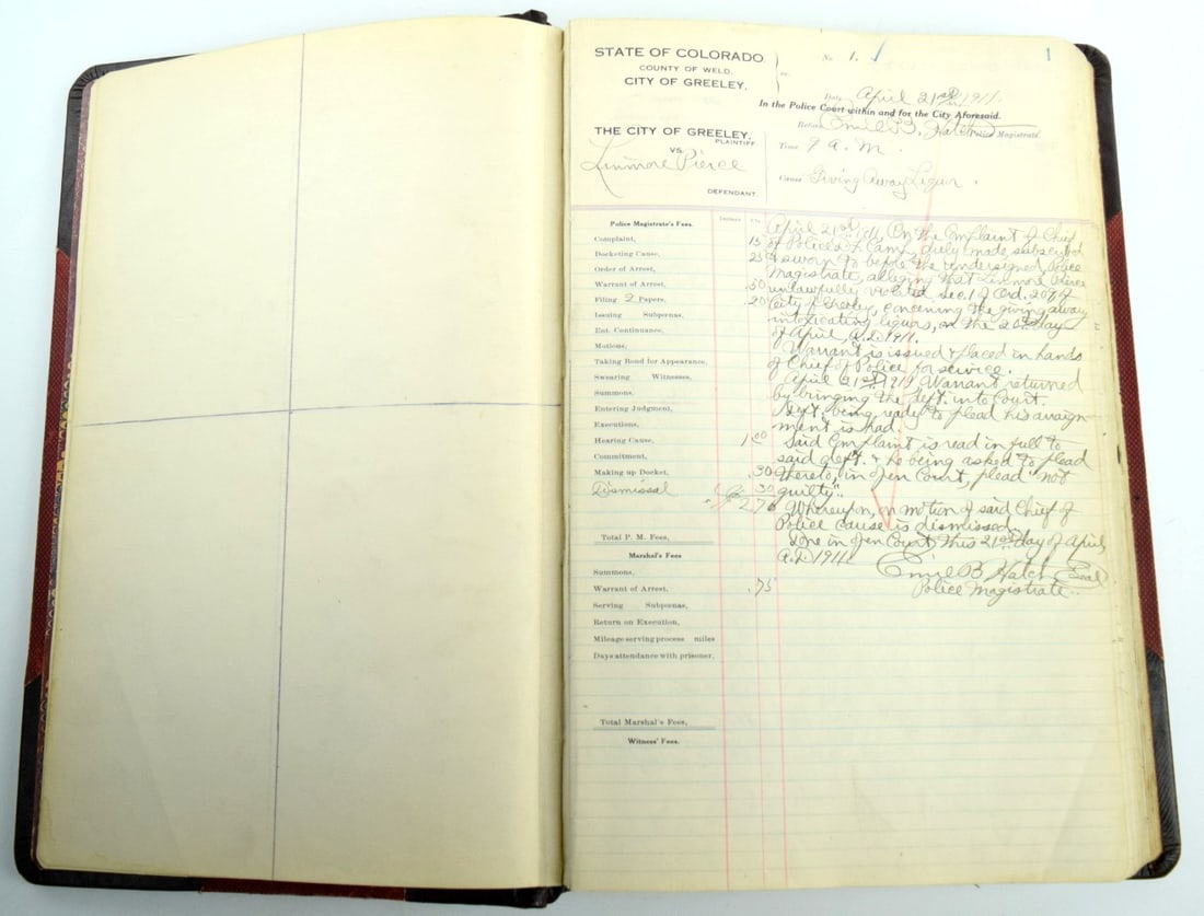 Rare Antique Greeley Colorado Police Docket Book c.1900's (1 of 12)