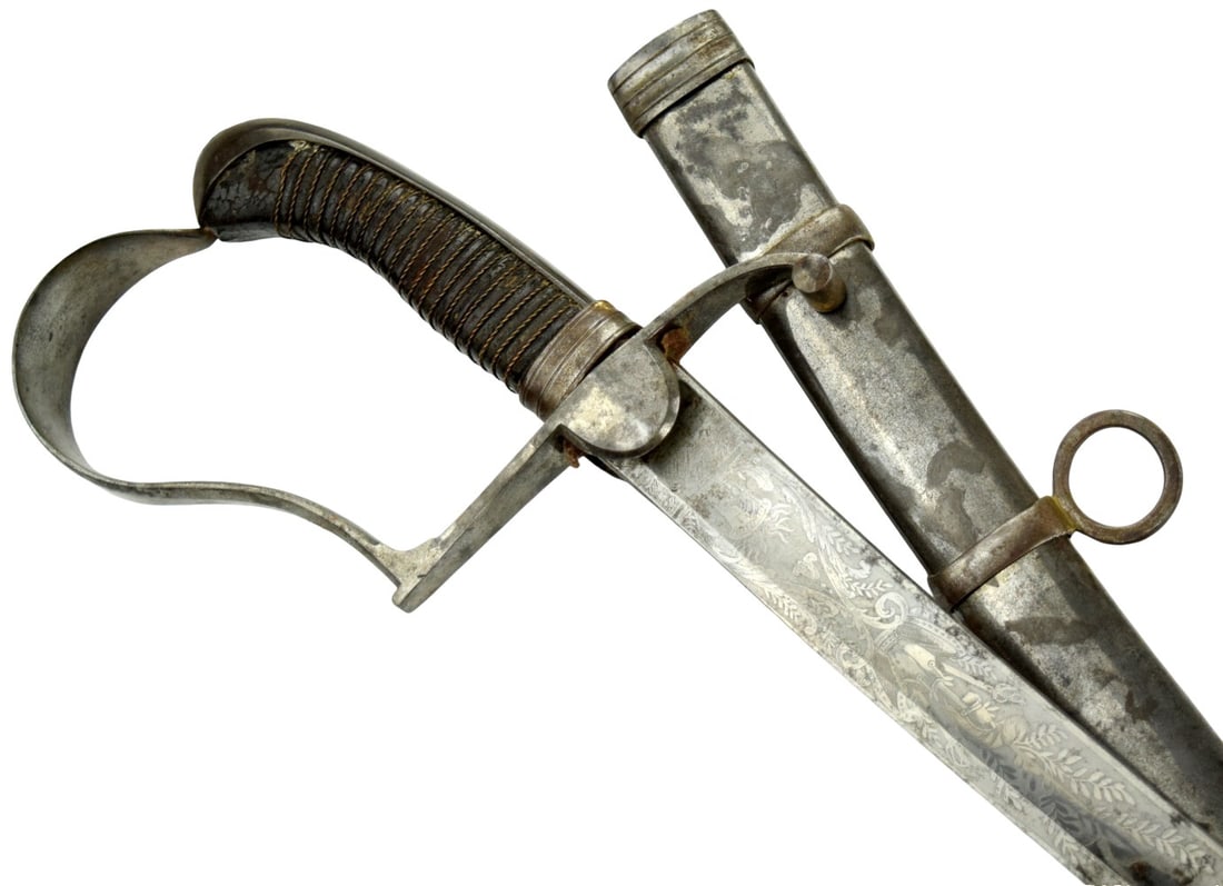 Late 19th C. Swiss Army Officer Sword ( Austrian Style M 1837) Officer Sword with Etched Blade. (1 of 20)