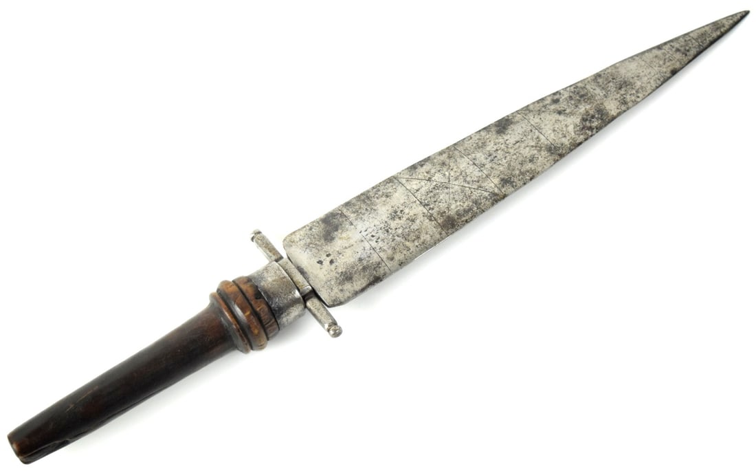 Interesting American Revolution era Plug Bayonet Dagger with Unusual Carved Symbols to One Side of (1 of 11)