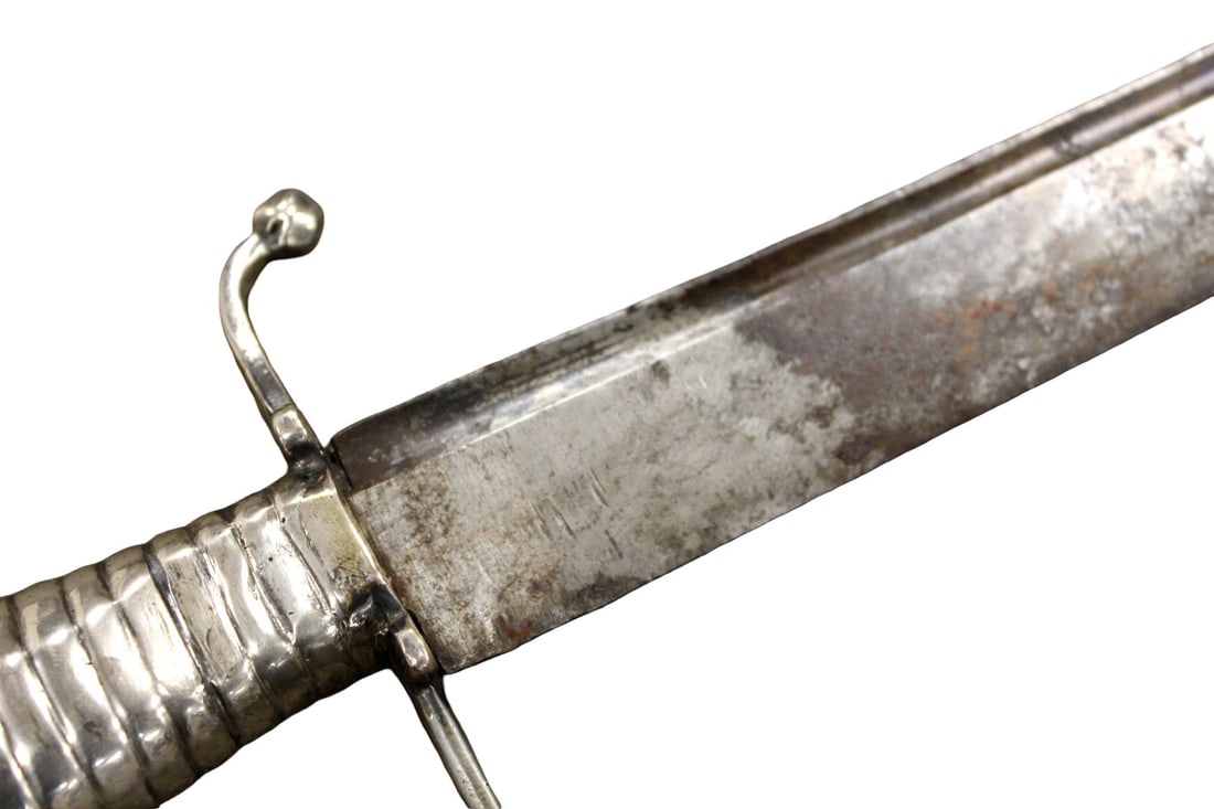 US Revolutionary War Period Eagle-Head Officers / Militia Saber with Ribbed Silver Hilt & Chain - 6