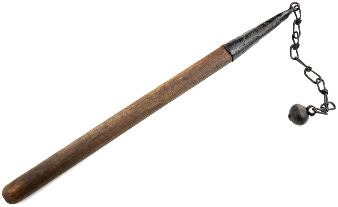 Antique, Medieval style Flail Ball-and-Chain Club / Chigiriki-Style Chain Staff (1 of 12)