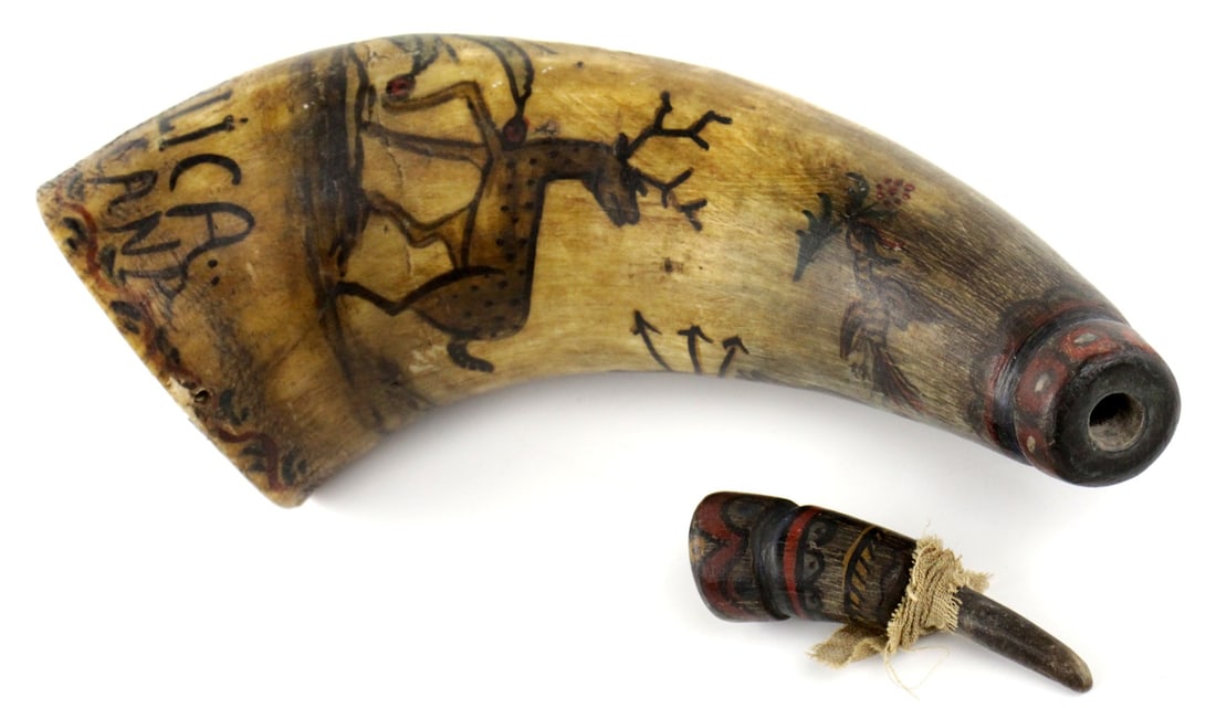 Rare 1836 Texas Revolution Engraved Powder Horn (1 of 15)