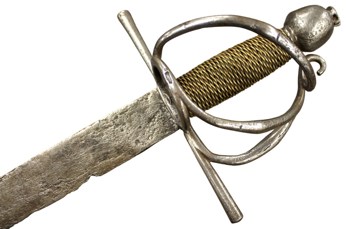 17th Century Continental European Swept-Hilt Dagger (Rapier Companion), Iron & Brass-Wire Grip - 3