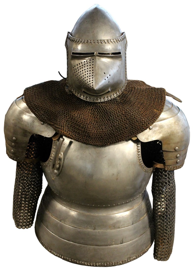 Complete Half armour in extremely heavy siegeÂ weight with Pig Face Bascinet (1 of 20)
