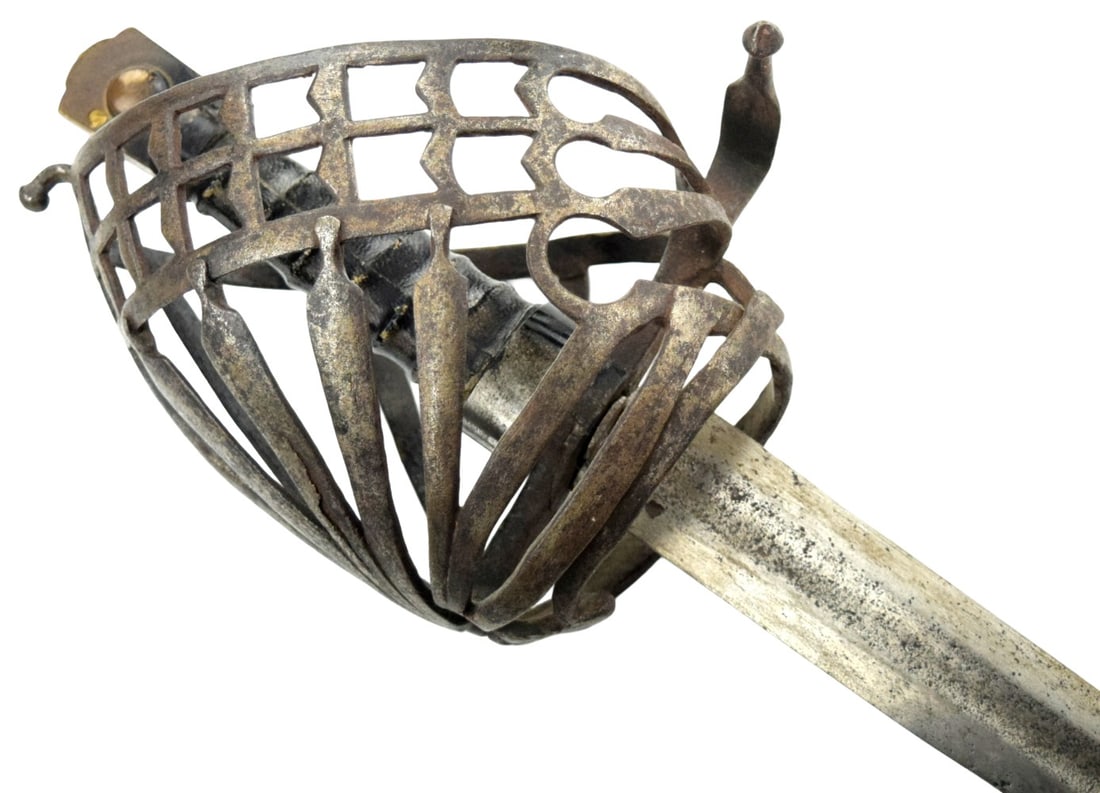 Rare Antique Italian SCHIAVONA Rapier Sword with Distinctive Basket Hilt: Rare Antique Italian SCHIAVONA Rapier Sword with Distinctive Basket Hilt Beautiful & Very Desirable Early Example. Total length : 39 3/4", Blade length : 33 1/8". ~ . Detailed condition reports are no