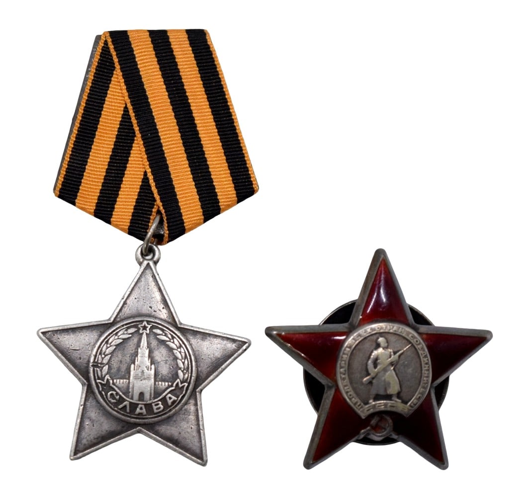 Two WWII Soviet Orders - Order of Red Star and Order of Glory 3rd Class (1 of 8)