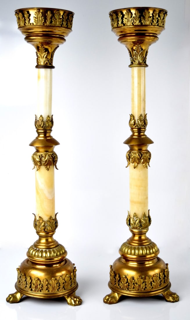 Pair Antique Victorian Ornate Candleholders. (1 of 4)