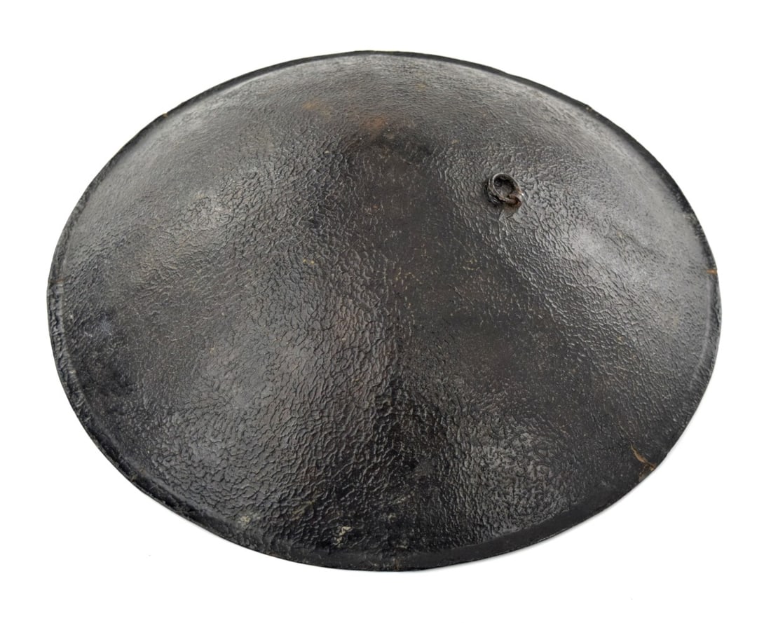 Very Good Antique MeiJi era Japanese Samurai Lacquered Metal JINGASA Helmet Hat.: Very Good Antique MeiJi era Japanese Samurai Lacquered Metal JINGASA Helmet Hat. Size: D: 14 1/4". Detailed condition reports are not included in this catalog. For additional information, including co