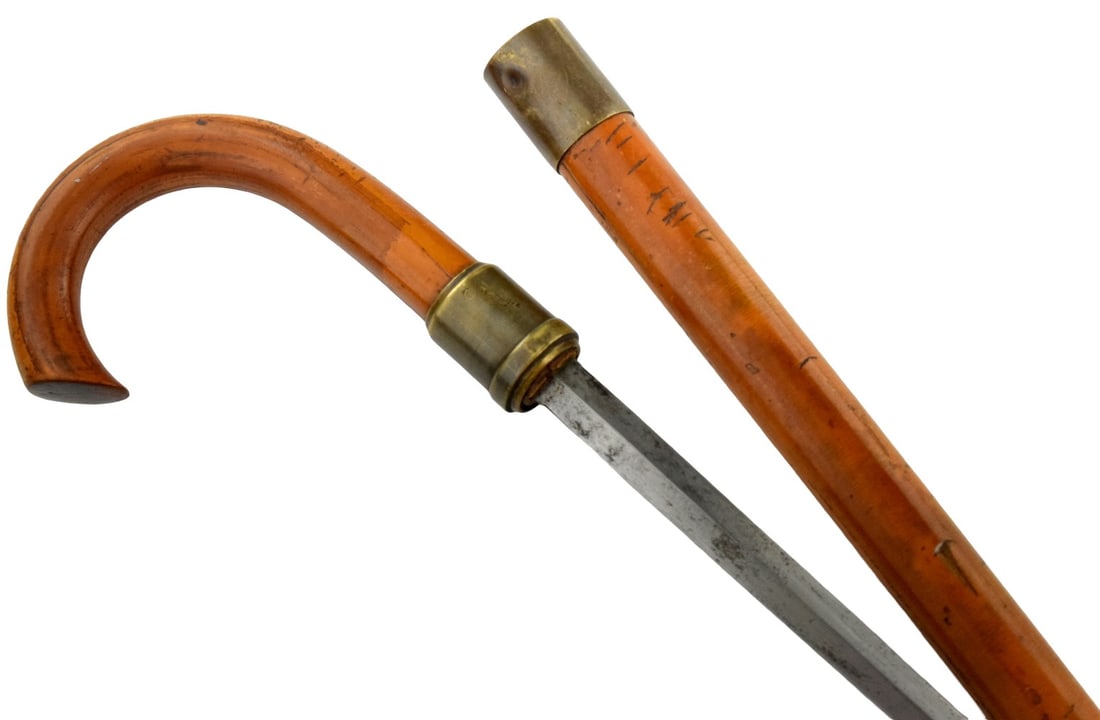 Antique 19th century European swordstick or cane-sword. (1 of 16)