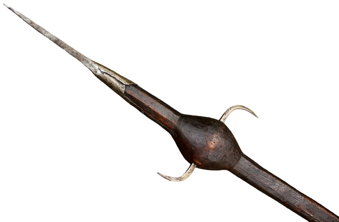 Antique polearm, likely 17th century Italian or European weapon like spear. a long central spike (1 of 20)