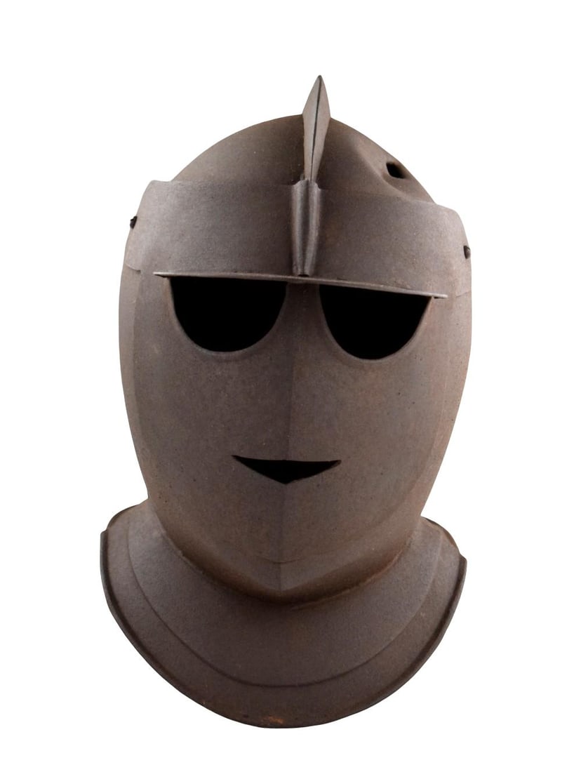 Excavated German or English Knight's Closed BURGONET Helmet with Visor. Heavy oxidation. (1 of 9)