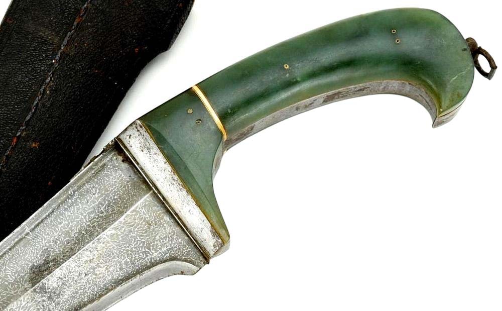 Impressive Large 18th-19th C. Mughal Indian Warrior's PERSH-KABZ Dagger with Jade Stone Grips & (1 of 20)