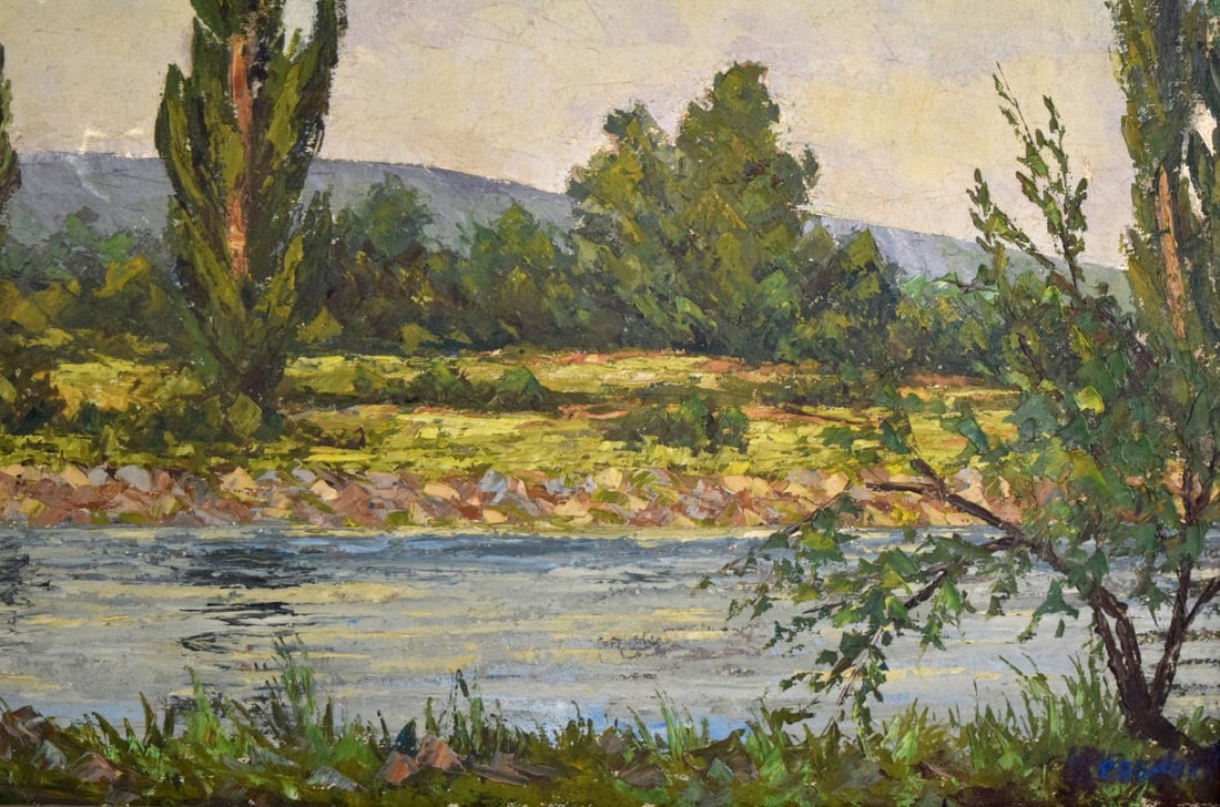 American/German Hans Ressdorf Oil On Canvas Landscape Painting - 3