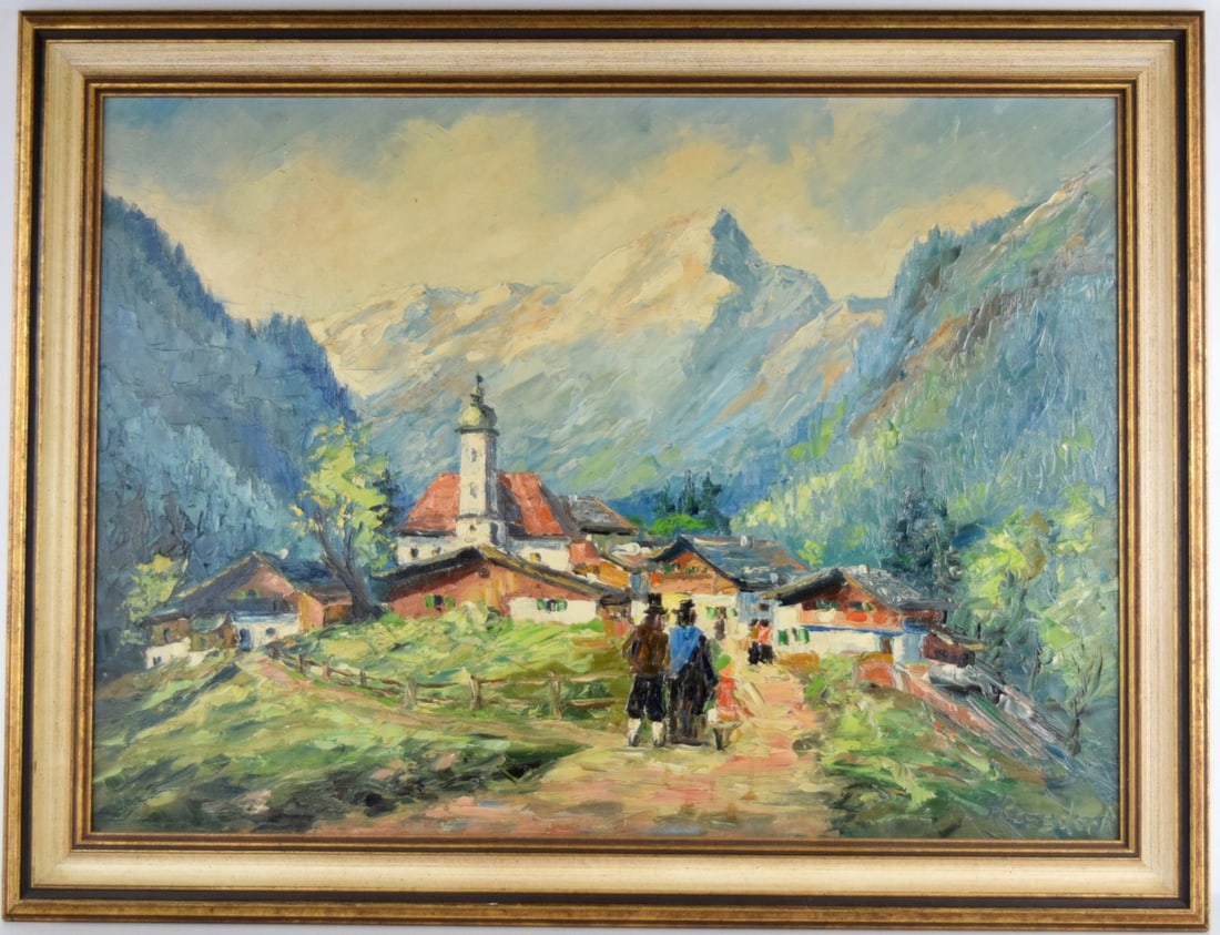 American/German Hans Ressdorf Oil On Canvas Landscape Painting (1 of 10)