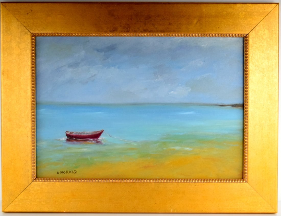 American Anne Packard Oil On Canvas Seascape Painting (1 of 9)