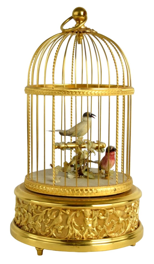 Antique Swiss Reuge Singing 2 Birds Music Box Cage (1 of 12)
