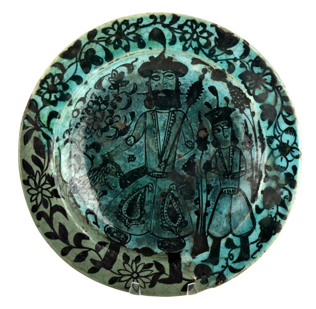 Ancient Kashan Iran/Persia 13th Century Turquoise & Black Earthenware Plate (1 of 15)