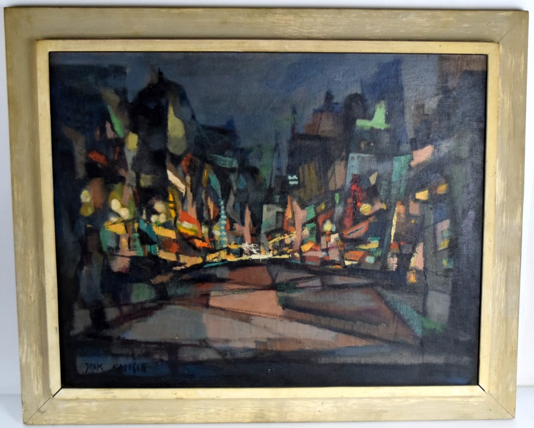 American/Japanese Jean Kalisch Market St San Francisco Cubist Painting (1 of 10)