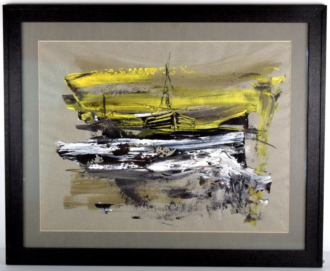 American Gino Hollander Marine Scene Mixed Media Painting (1 of 9)