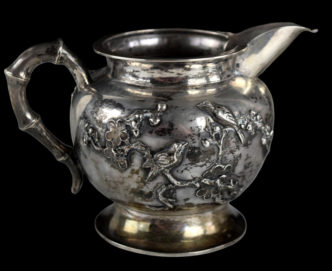 Chinese Export Golden Dragon Workshop Pure Silver Tea Set - 9