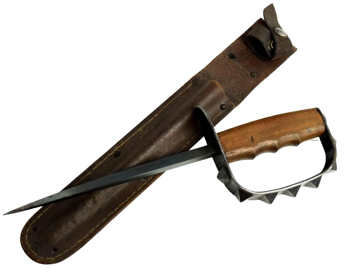 Rare 1917 WWI US Trench Knife ~ Eight Knobs-Original Scabbard (1 of 18)