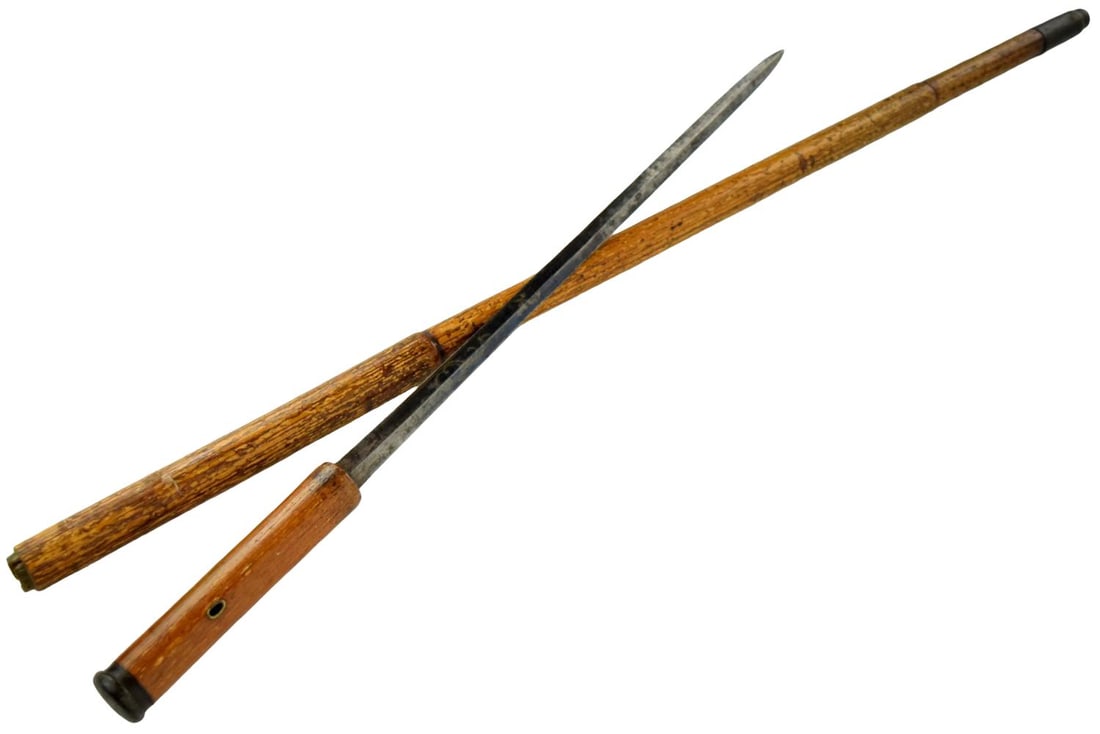 Antique 19th Century Continental Sword Walking Cane with a Stiletto Dagger Blade. (1 of 17)