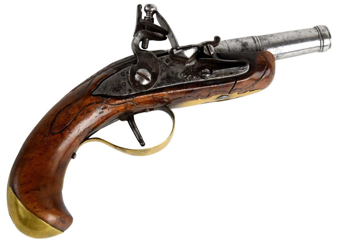 English Cannon Barrel Flintlock Traveling Pistol c.1770's (1 of 11)