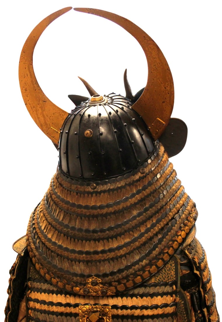 Fantastic Late Edo era Japanese Samurai Complete Armor Suit, Gilt Crescent Kabuto with Beast Maedate - 19