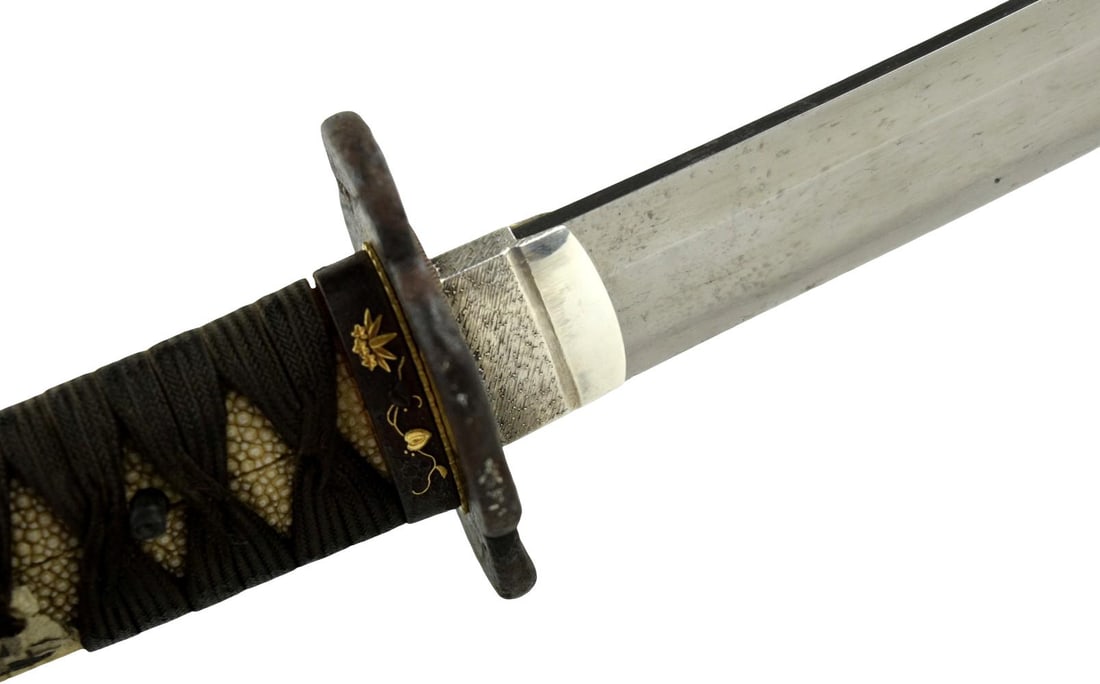 Japanese Wakizashi in Mounts and Shirasaya, Mumei Attributed to Hisahiro, with NBTHK Hozon - 7