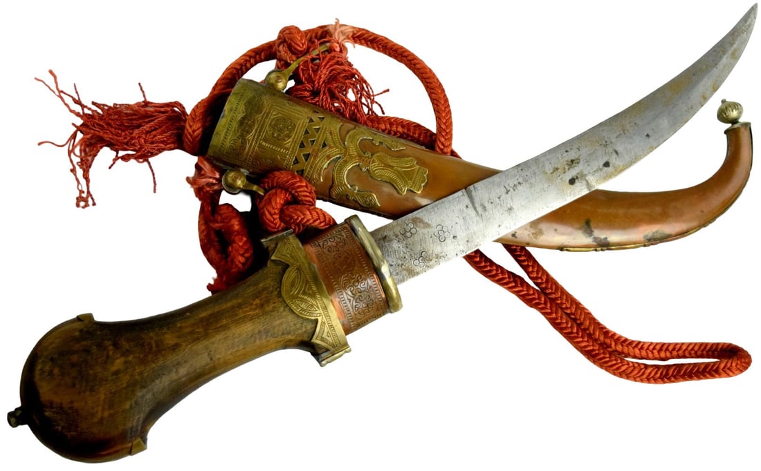 Antique Moroccan Koummya Dagger with Brass-Mounted Scabbard (1 of 17)