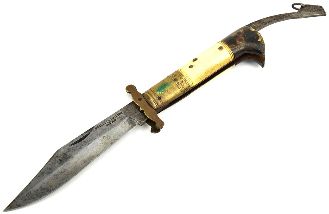 RARE 19TH CENTURY AFGHANI FOLDING KNIFE WITH GOODLUCK (1 of 14)